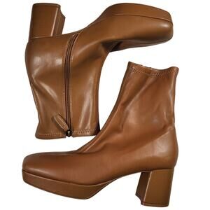 New Aerosoles Sussex platform ankle boots brown faux leather material wmn sz 8.5